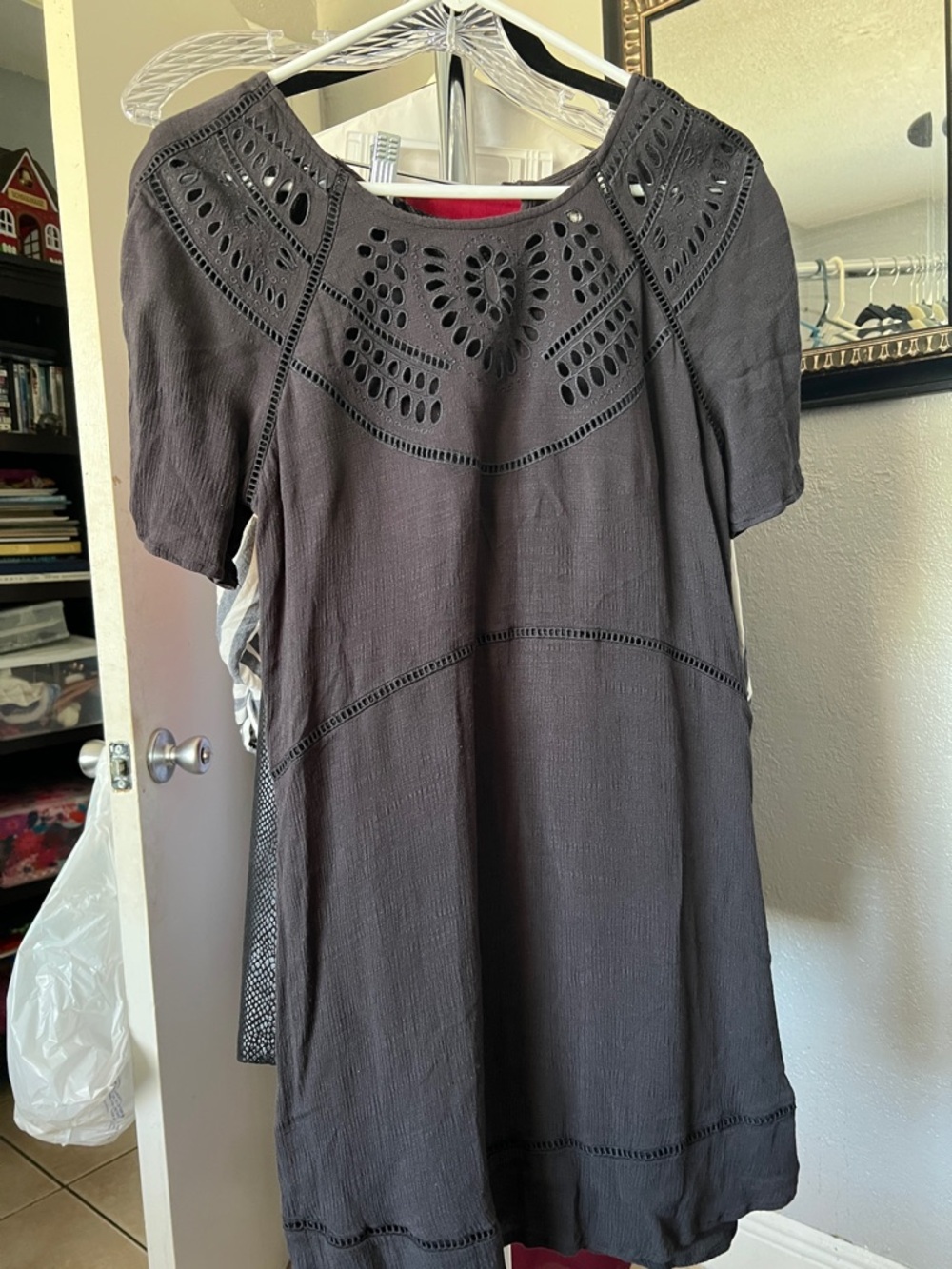 Avec Les Filles Black Eyelet Midi Dress